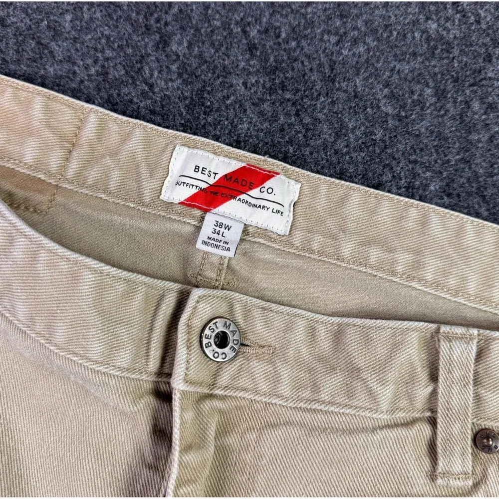 Best Made Co Straight Leg Twill Chino Pants Men's 37x31 Tan Beige Khaki Stretch